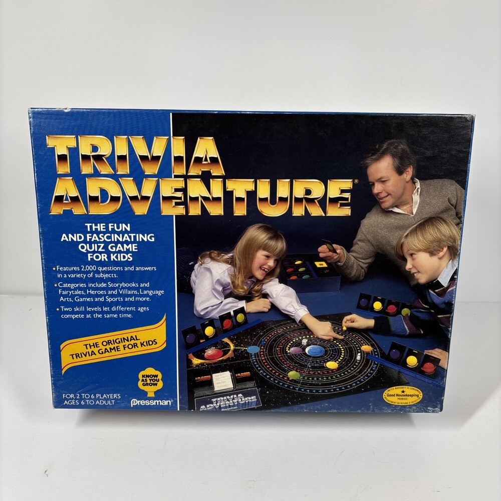 Vintage 1986 Trivia Adventure Game Pressman Using The IQ 2000 System - Complete